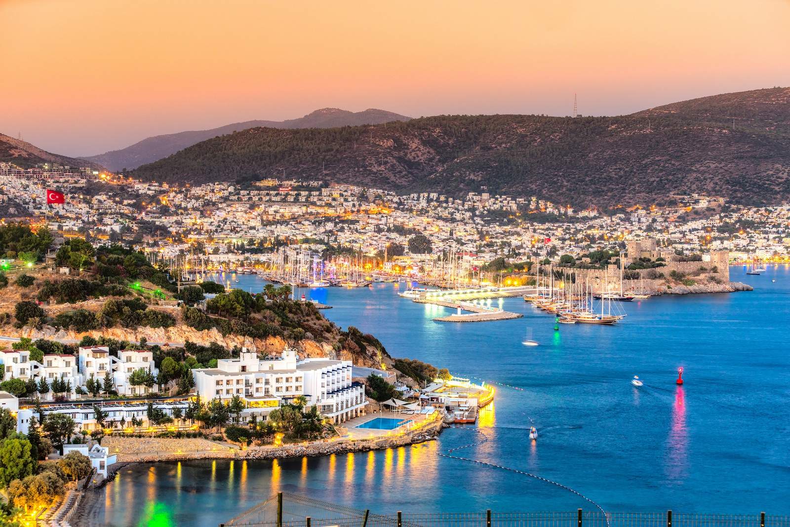 Yachts moored at Bodrum Marina in the heart of Bodrum, Turkey