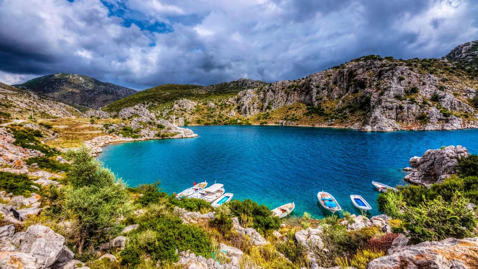 Bozburun harbour shelter beside crystal-clear water on Turkey's Aegean coast